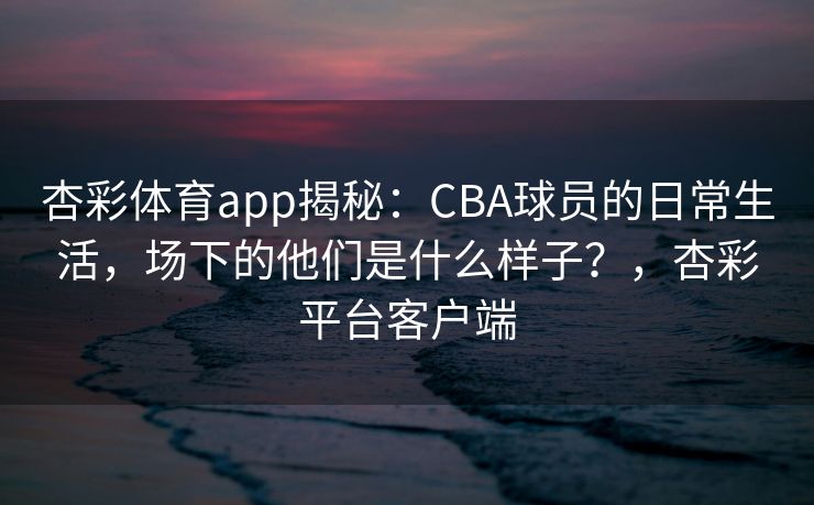 杏彩体育app揭秘：CBA球员的日常生活，场下的他们是什么样子？，杏彩平台客户端